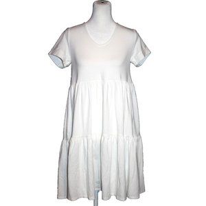 Willow Drive Dress Short Sleeve Midi Stretch Casual White Ruffle Size XS NWOT